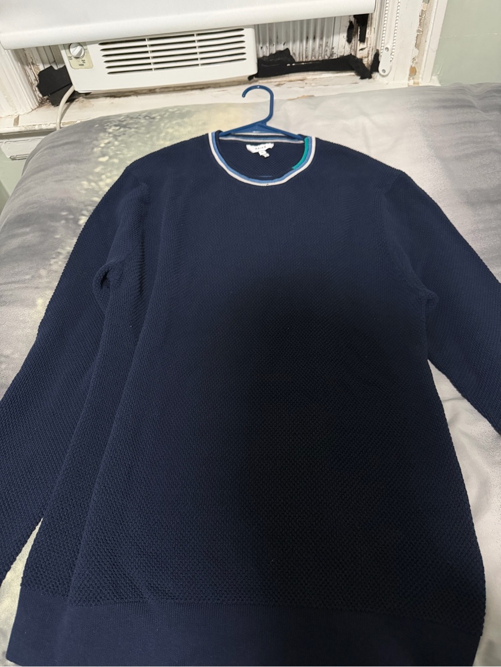 Reiss Navy Crewneck Sweater with Contrast Trim